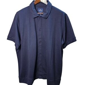 Stafford Mens XL Navy Blue Textured Short‎ Sleeve Button Down Shirt New